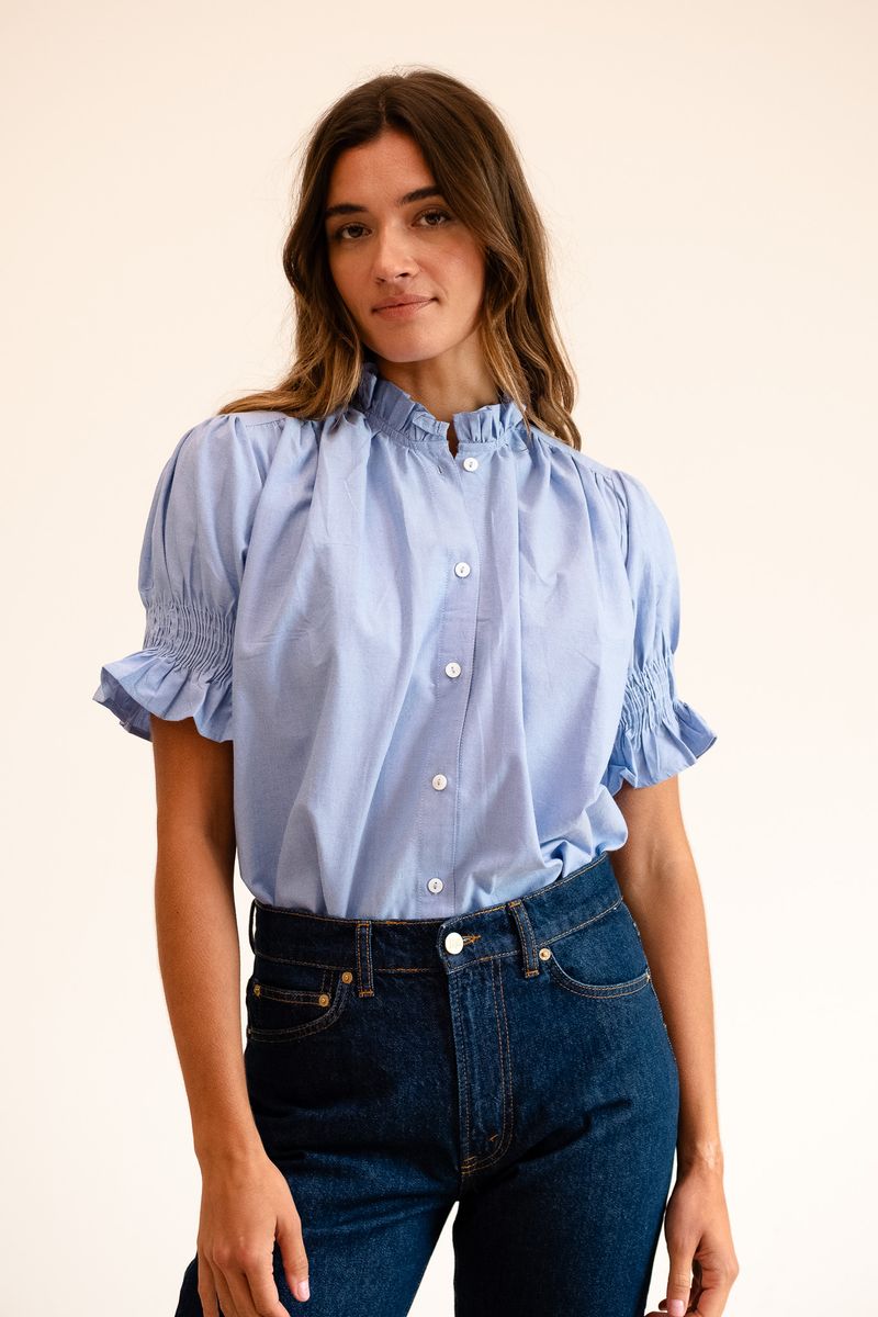 Marnie Top - Blue Oxford