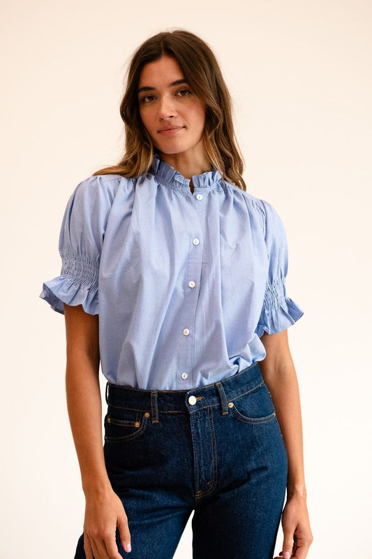 Marnie Top - Blue Oxford