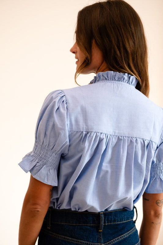 Marnie Top - Blue Oxford