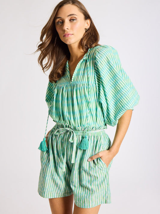 Green & Blue Ikat Thalia Top