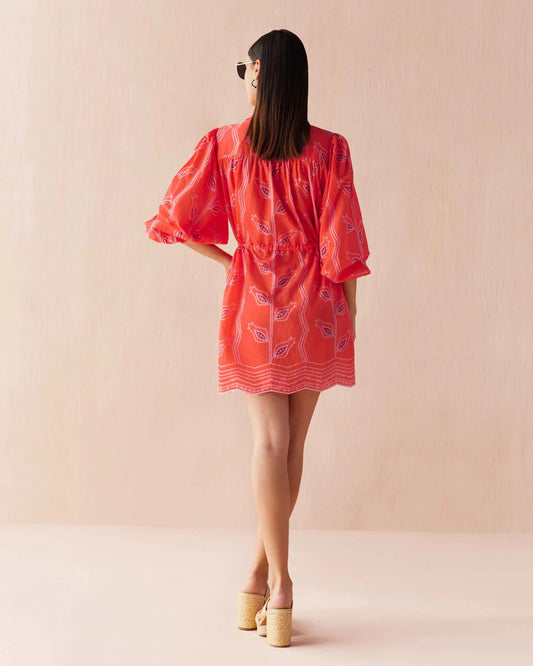 Omika Aria Mini Dress - Papaya back view