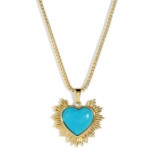 Sacred Heart Necklace - Turquoise