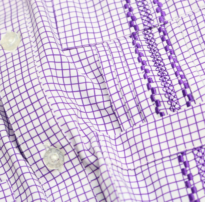 Purple Check Guayabera Romper