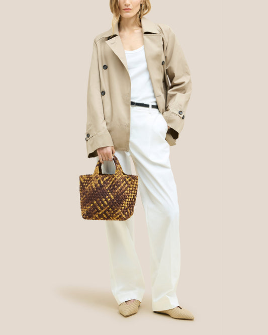 Tortoiseshell St.Barths Small Tote with model
