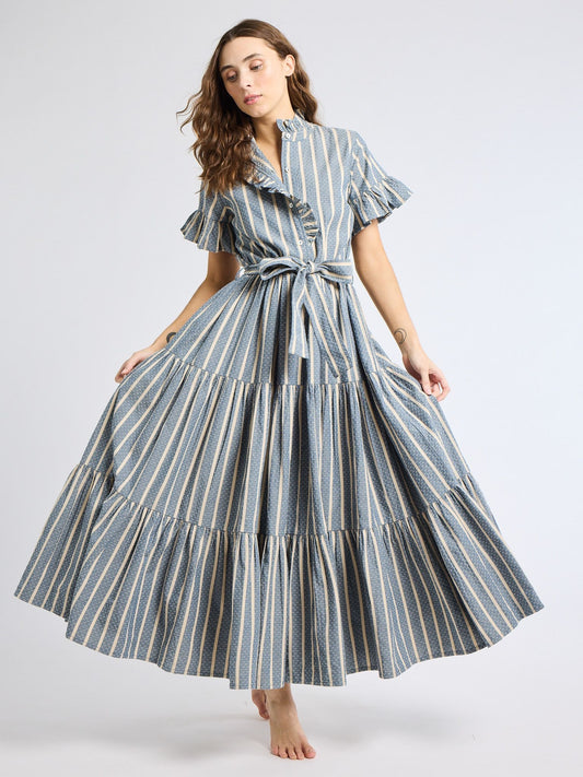 Victoria Dress - Chambray Stripe
