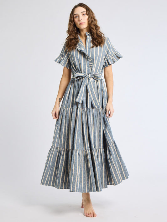 Victoria Dress - Chambray Stripe
