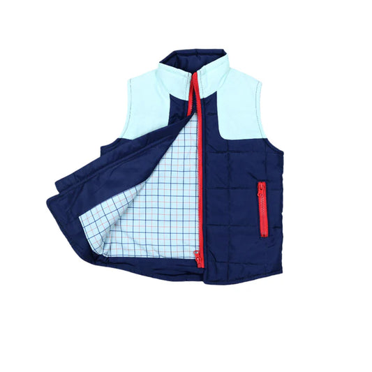 Navy/Light Blue Tattersall Vest