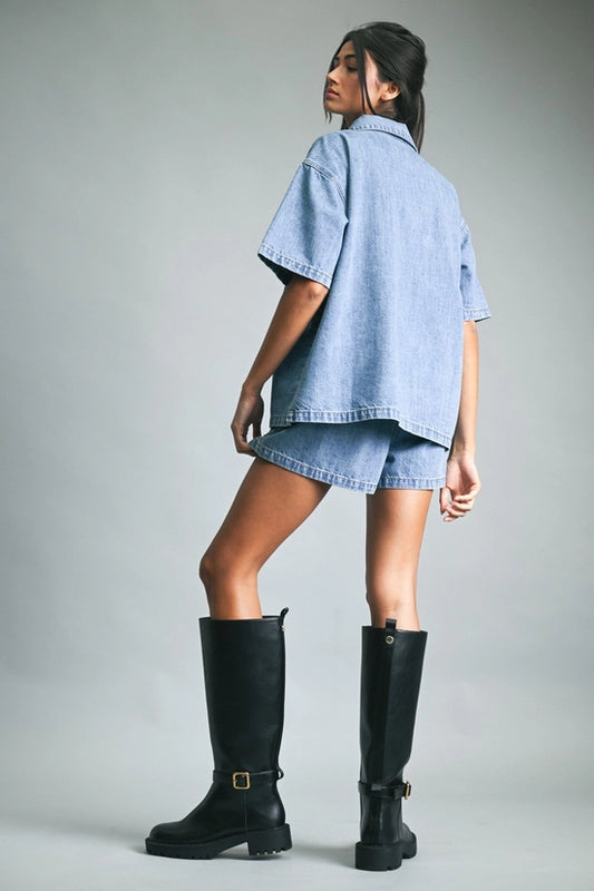 Denim Button-Up Shirt