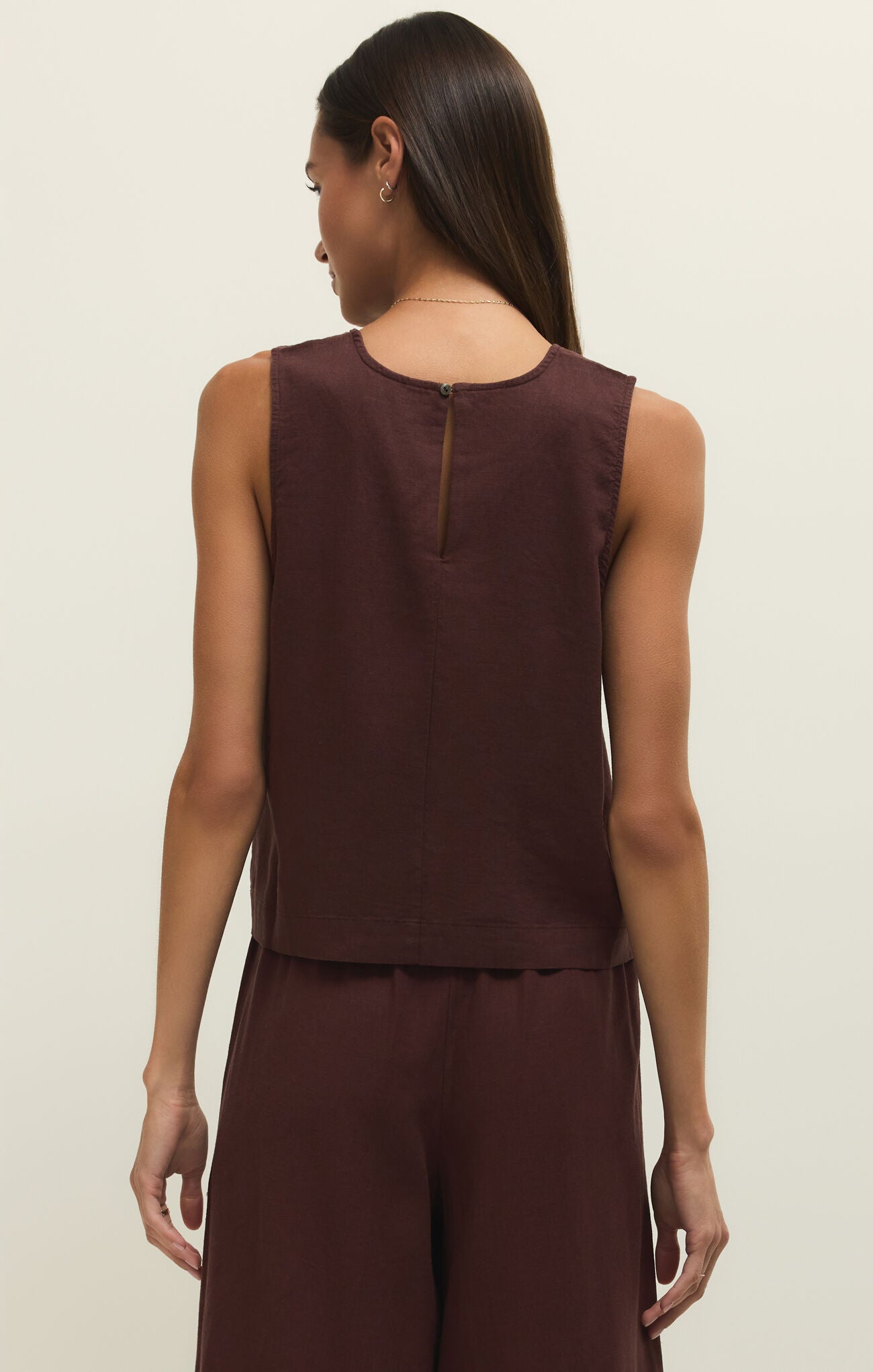 Sloane Linen Top - Choc Cherry