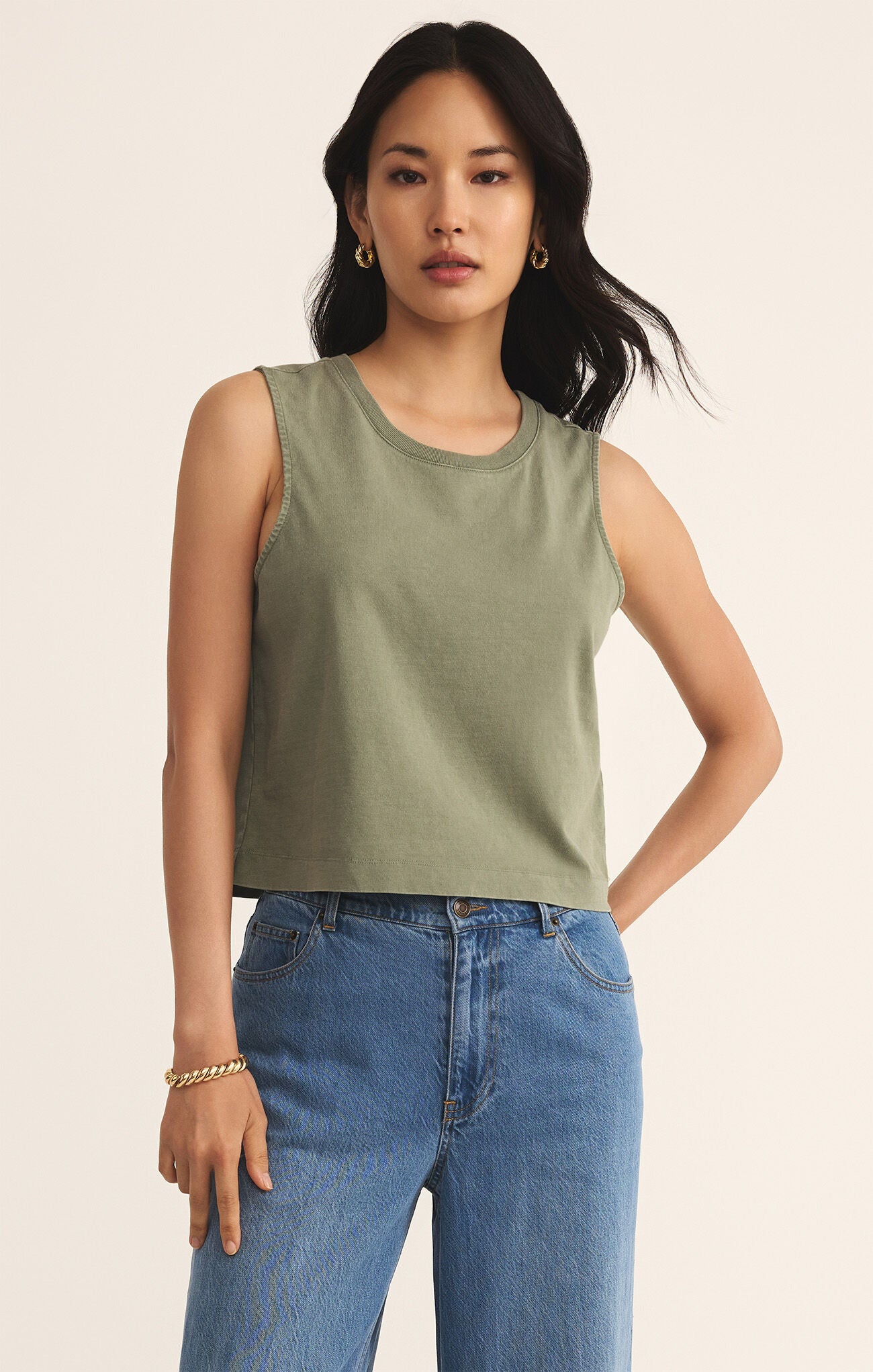 Sloane Jersey Tank - Avocado