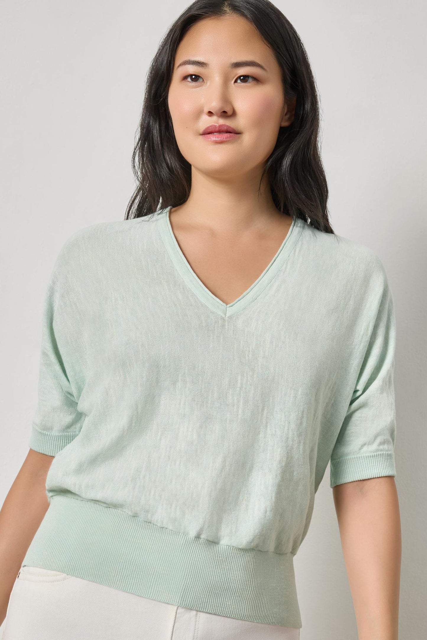 Blue Mist Dolman V-Neck Sweater