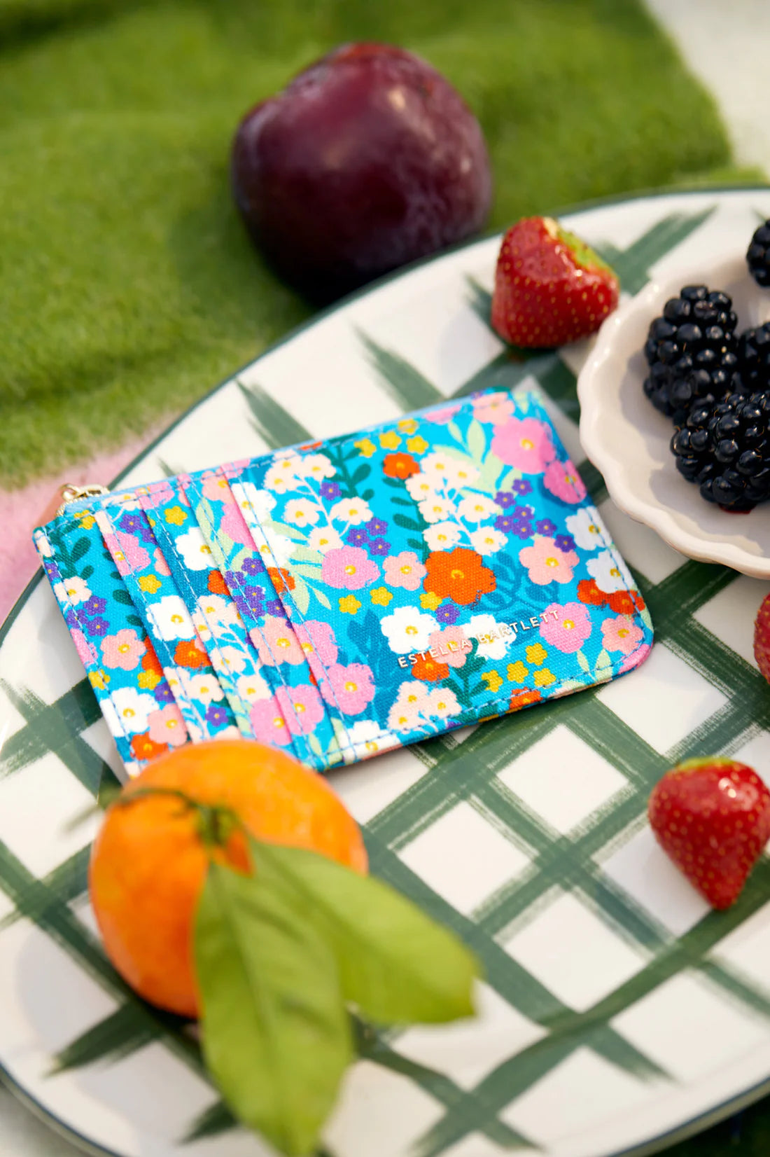 Bright Blue Floral Card Purse