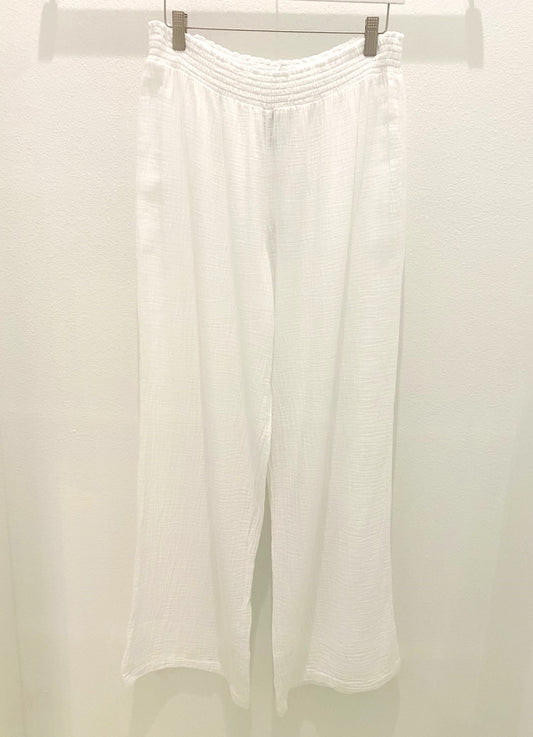 Smocked Waist Wide Leg Pant