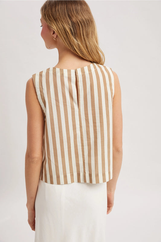 Cream Striped Tank Top