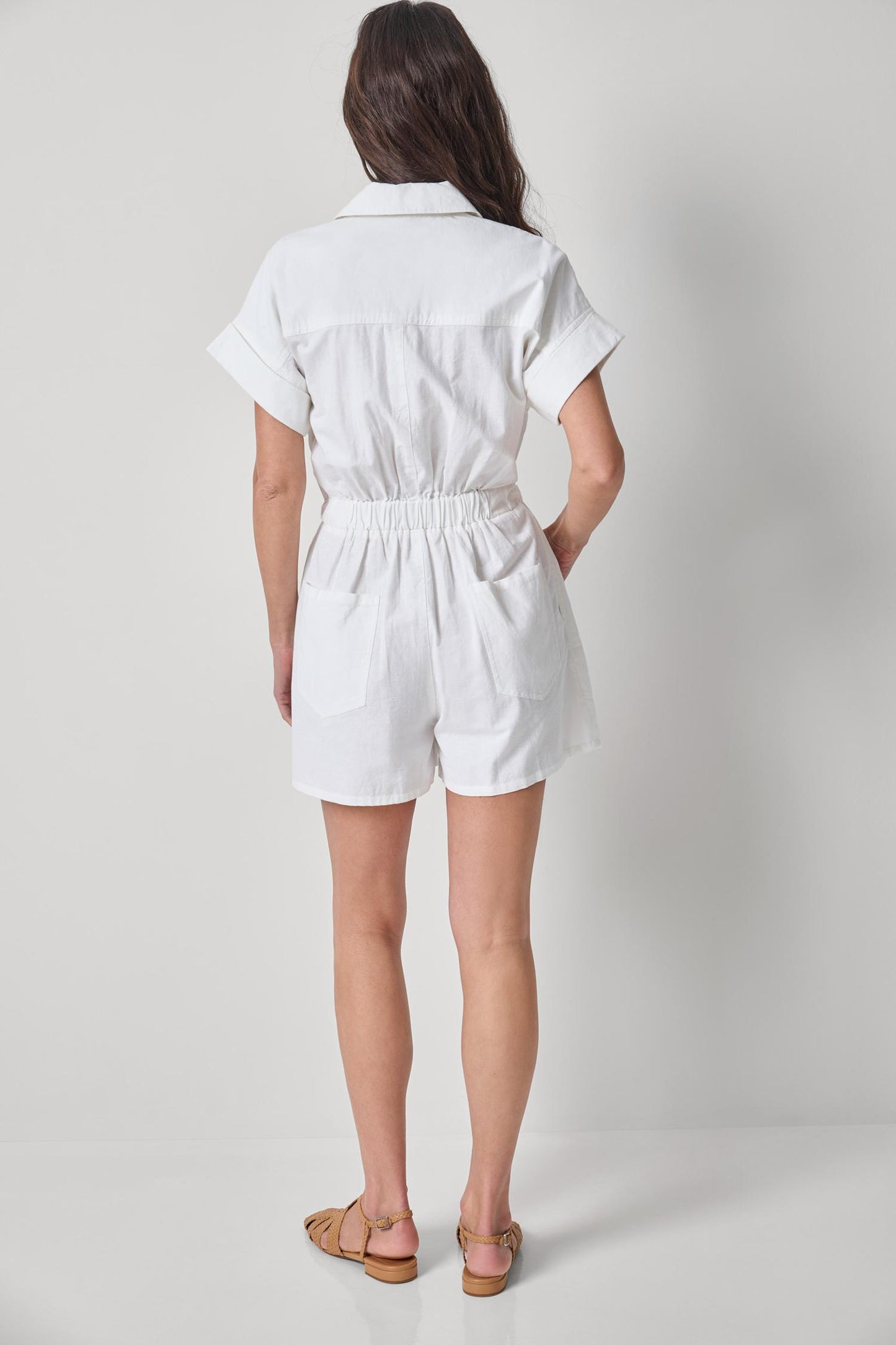 White Linen Blend Romper