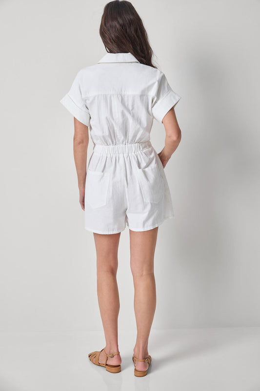 White Linen Blend Romper