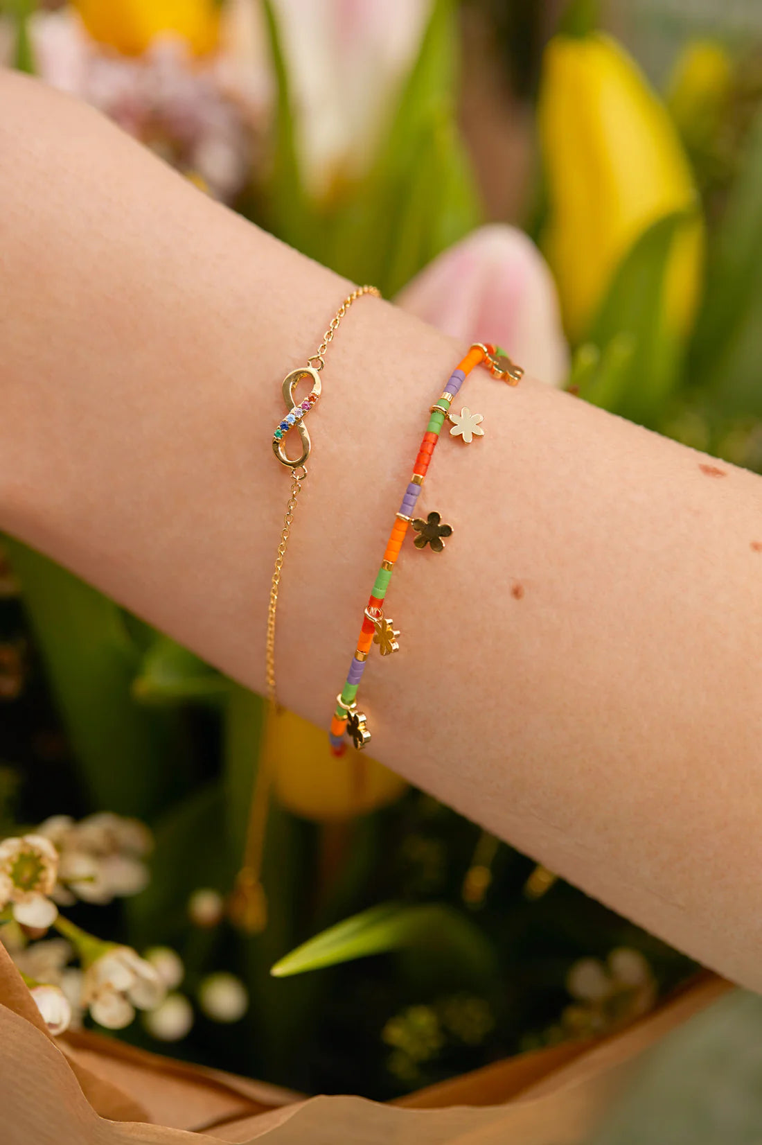 Ditsy Flower Miyuki Bracelet - Gold