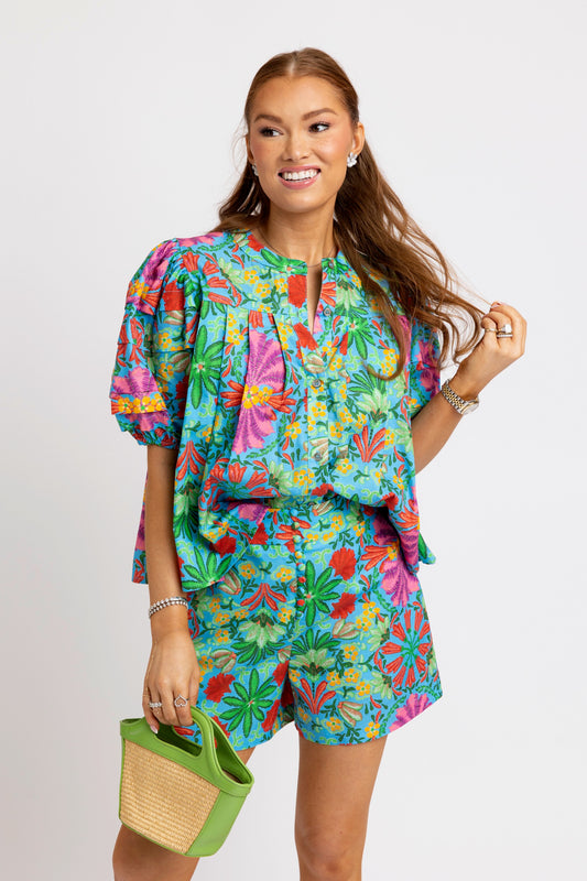 Blue Tropical Short