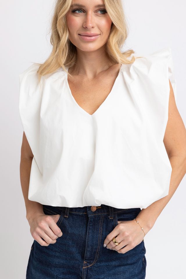 White Poplin Bubble Top