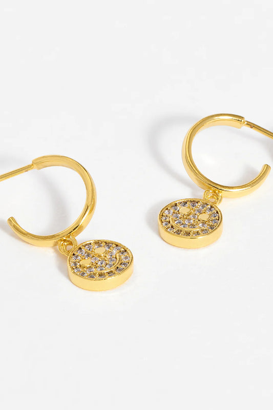 Sparkle Smiley Hoop Earrings