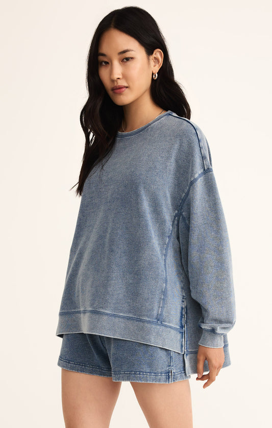 z supply medium indigo weekender sweatshirt