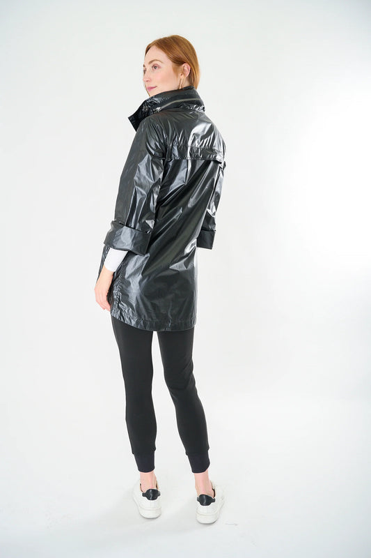 Black Metallic Rain Jacket
