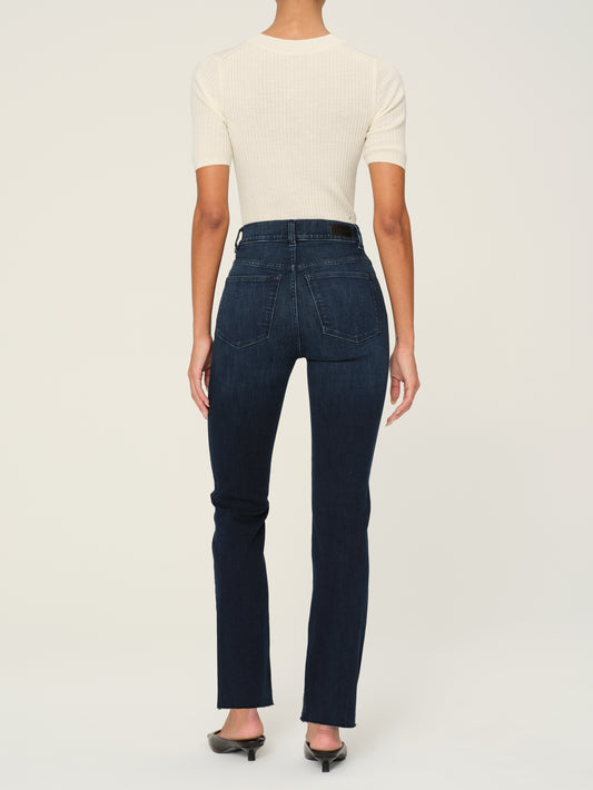Halle Straight High Rise Jeans - Mediterranean back view