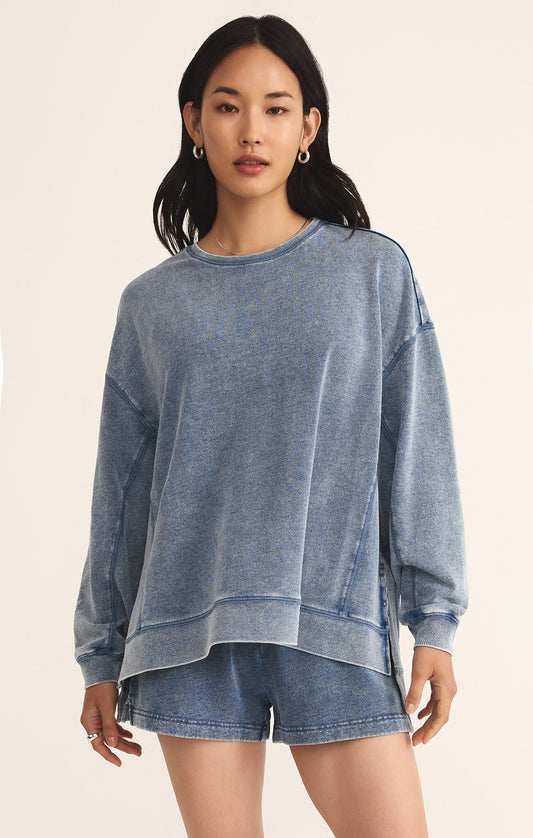 z supply medium indigo weekender sweatshirt
