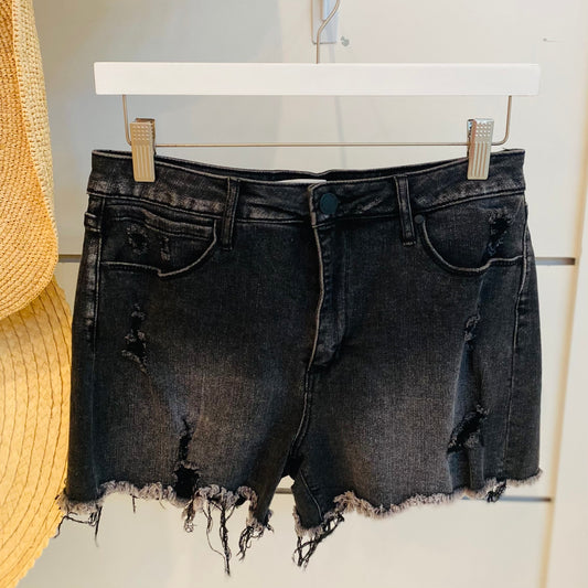 Meredith Black Cut off Denim Shorts