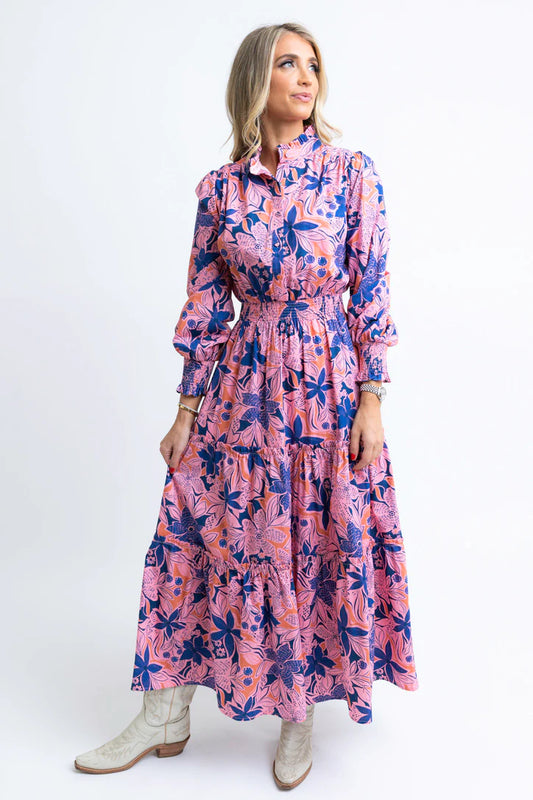 Navy Floral Poplin Maxi
