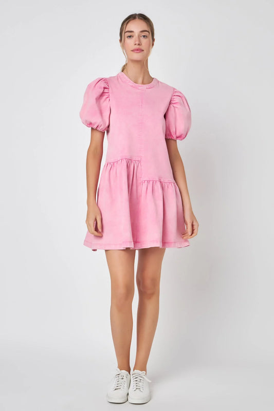 Pink Stretch Denim Dress