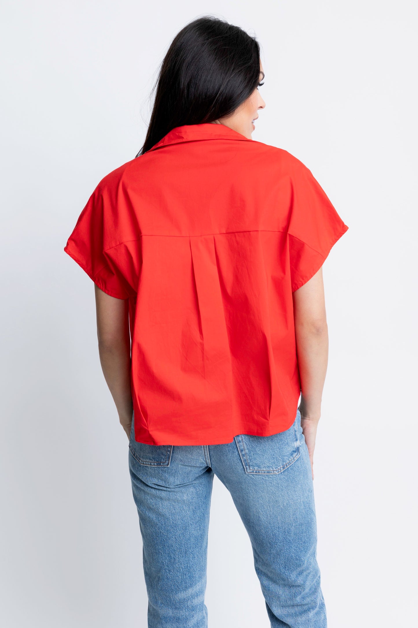 Red Vneck Collar Top