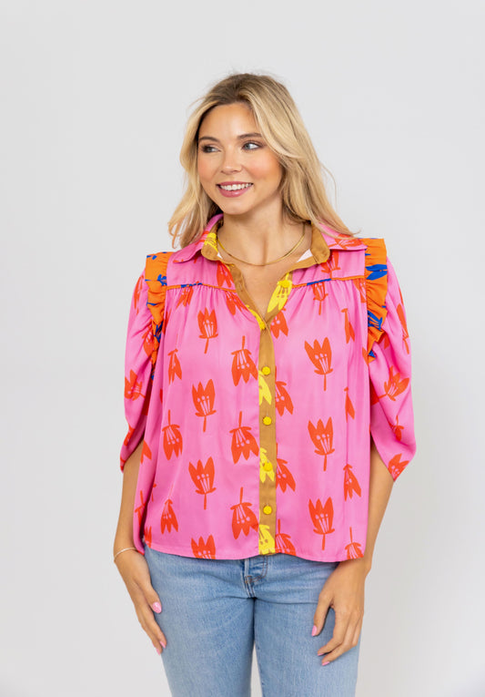 Floral Colorblock Top