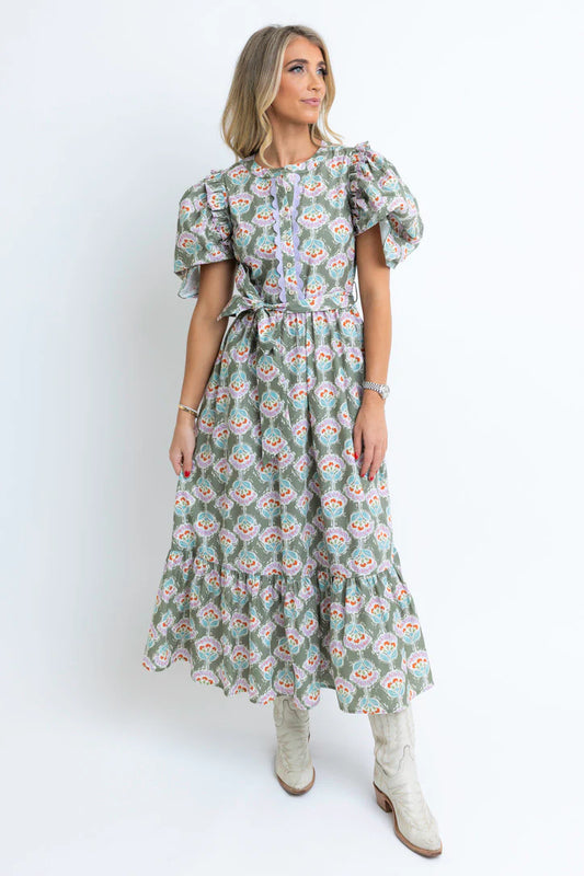 Olive Floral Maxi Dress