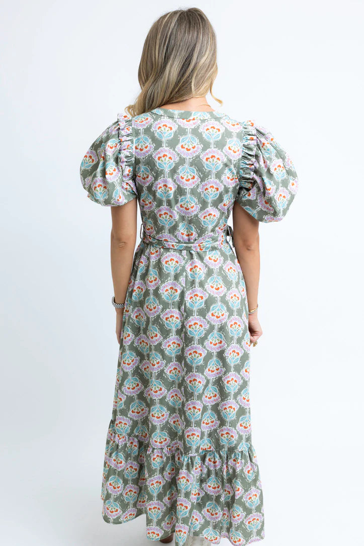 Olive Floral Maxi Dress