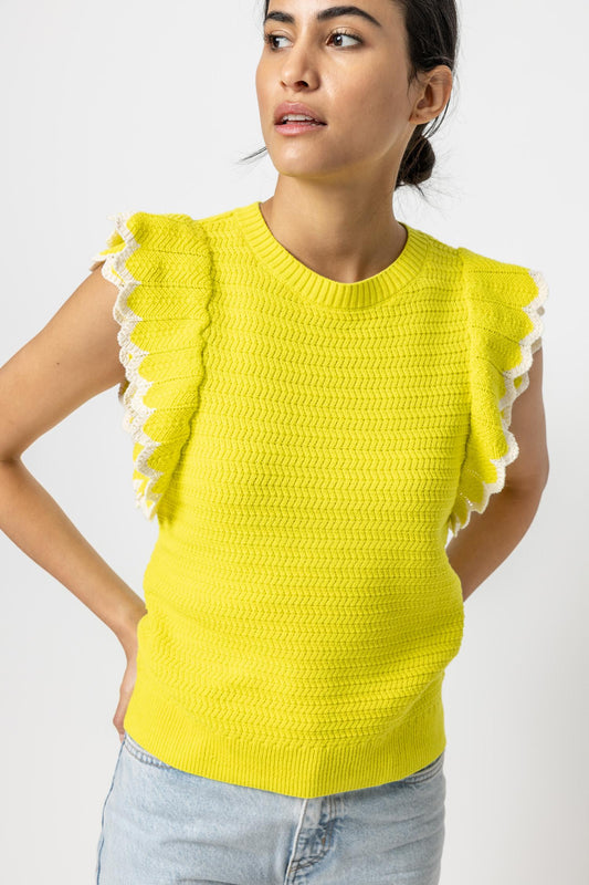 Lemon Lime Tipped Sleeve Sweater