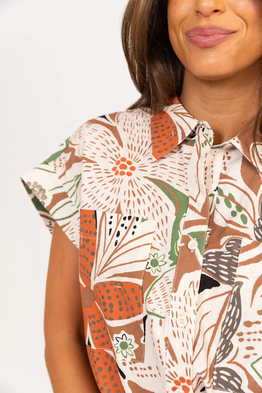 Brown Floral Utility Top