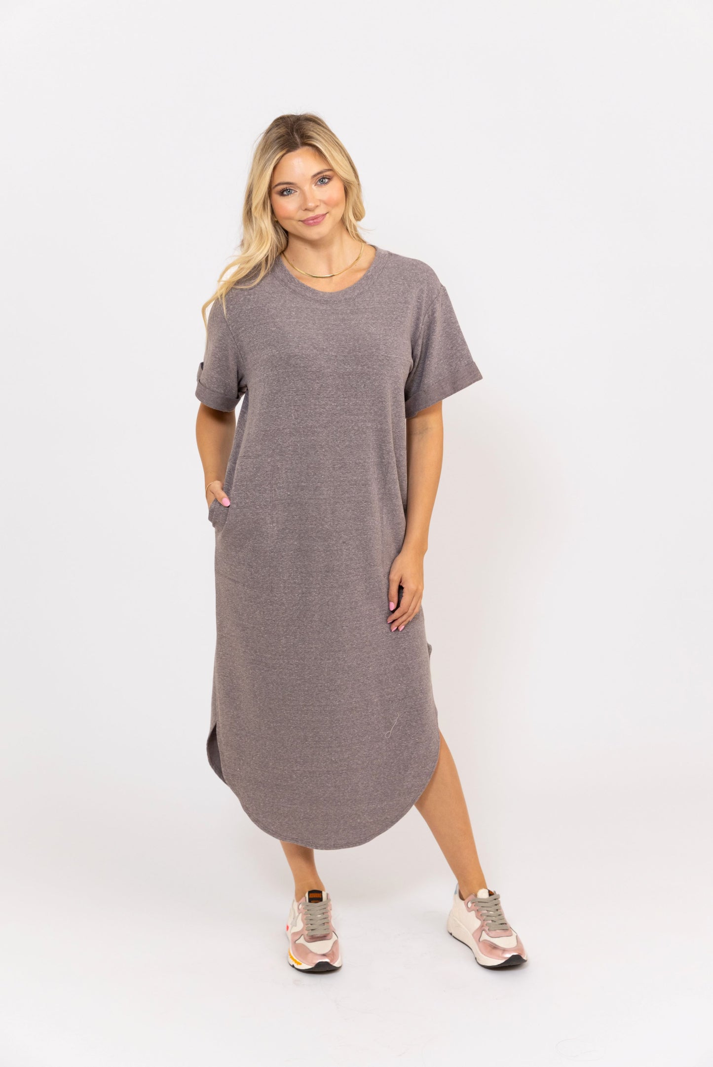 Grey Crew Midi Dress