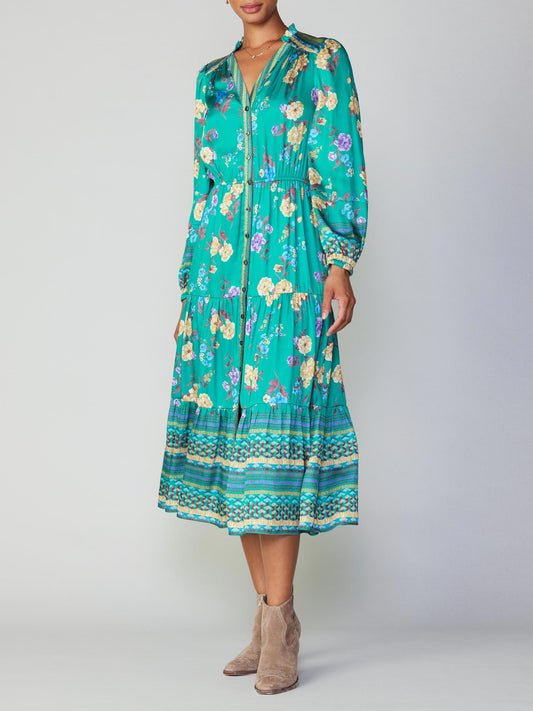 Green Floral Shirt Dress